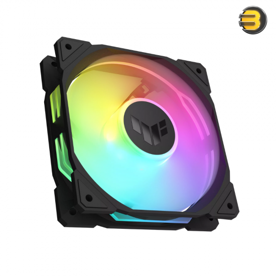 ASUS TUF Gaming TR120 ARGB Reverse Blade 120mm Fan – 28mm Thick Frame, 2.75mm H₂O Static Pressure, 16 Addressable RGB LEDs, Aura Sync, PWM Control (Black)