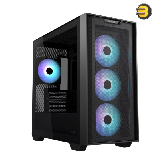 ASUS A21 Micro-ATX Case Black Edition Supports Graphics Cards up to 380mm, 360mm Coolers, & Standard ATX PSUs, Porous Front-Panel Mesh, Compatible with New BTF Hidden Connector Technology