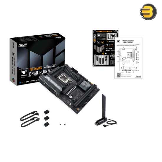 ASUS TUF GAMING B860-PLUS WIFI – Intel LGA1851 DDR5 ATX Motherboard, 4 DIMMs (up to 8666+ MT/s OC), PCIe 5.0 & 4.0 Slots, 3× M.2, Wi‑Fi 7, 2.5GbE, Thunderbolt USB‑C, TUF Protection, Aura Sync