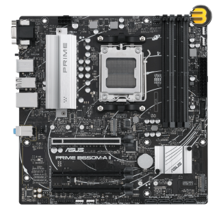 ASUS PRIME B650M-A II mATX motherboard DDR5 — PCIe 5.0 M.2, 2.5Gb Ethernet, DisplayPort, HDMI, VGA, rear USB 3.2 Gen 2, front USB 3.2 Gen 1 Type-C, BIOS FlashBack, Arua Sync