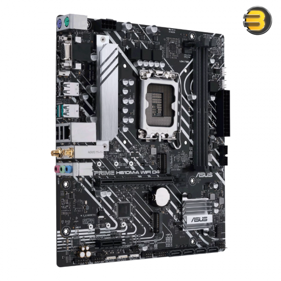 ASUS PRIME H610M-A WIFI D4-CSM Micro-ATX Motherboard — LGA1700, Intel H610 Chipset, DDR4 3200 (Max 64GB), PCIe 4.0 x16, Dual M.2 (PCIe 3.0 x4/x2), 4x SATA 6Gb/s, USB 3.2 Gen2, Intel 1Gb LAN, Wi-Fi 5, Bluetooth 5.0, DisplayPort, HDMI, D-Sub, Realtek 7.1 HD