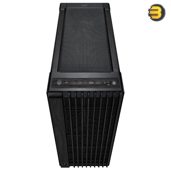 ASUS PROART PA602 WOOD TG PWM BLACK – Mid Tower Case supporting EATX/ATX/Micro-ATX/Mini-ITX/DTX/Mini-DTX, featuring 4× 2.5 bays, 4× 2.5/3.5 combo bays, 8+2 expansion slots, and front I/O: 2× USB 3.2 Gen1, 1× USB 3.2 Gen2x2 Type-C, 2× USB