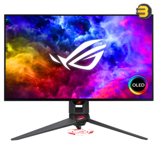 ASUS ROG Swift OLED PG27AQDM Gaming Monitor ― 27-inch (26.5-inch viewable) QHD (2560 x 1440) OLED panel, 240 Hz, 0.03 ms GTG response time, G-SYNC compatible, anti-glare micro-texture coating, custom heatsink, Intelligent voltage optimization, uniform bri