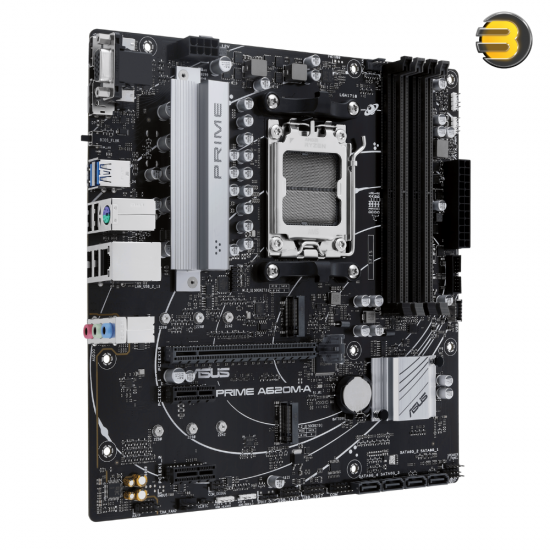 ASUS PRIME A620M-A-CSM AMD AM5 Motherboard — PCIe 4.0, DDR5,2xM.2 slots, 1Gb LAN,DisplayPort/HDMI,USB 3.2 Gen 1 ports, Front USB Type-C, BIOS Flashback, RGB header,ACCE