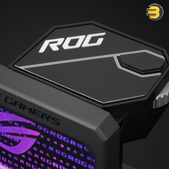 ASUS ROG Herculx Graphics Card Holder — Adjustable Height 72-128mm, RGB ARGB Lighting Compatible with Aura Sync, Supports NVIDIA GeForce RTX 40 Series, Tool-less Setup with Locking Wheel, Compatible with Various Chassis, Award-Winning Design