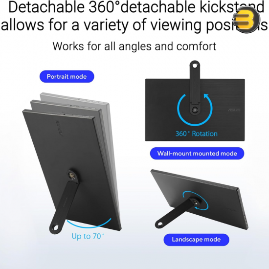 ASUS ZenScreen MB169CK 15.6" Full HD Portable IPS Monitor ASUS ZenScreen MB169CK 15.6 inch portable monitor with Full HD IPS panel, USB Type-C connectivity and included kickstand