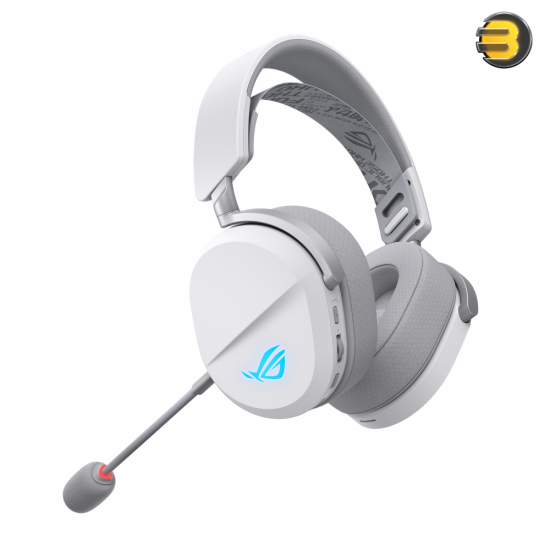 ASUS ROG Pelta wireless gaming headset with RGB lighting, detachable boom microphone and tri-mode connectivity White