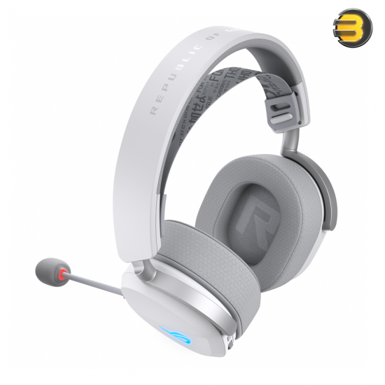 ASUS ROG Pelta wireless gaming headset with RGB lighting, detachable boom microphone and tri-mode connectivity White