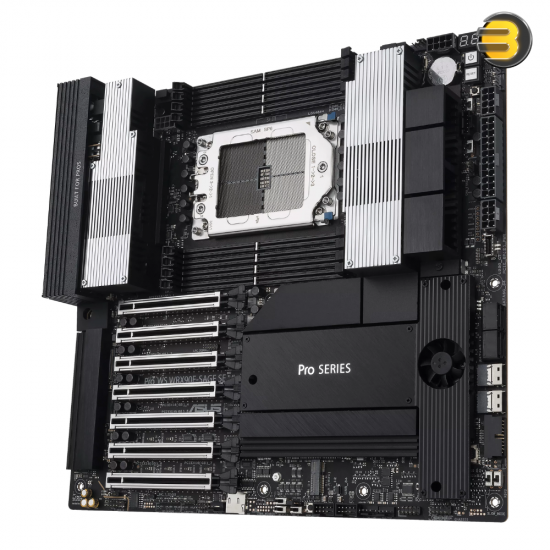 ASUS PRO WS WRX90E-SAGE SE EEB sTR5 Workstation Motherboard ASUS PRO WS WRX90E-SAGE SE EEB workstation motherboard with AMD sTR5 socket, DDR5 ECC RDIMM slots, PCIe 5.0 expansion and dual 10GbE LAN