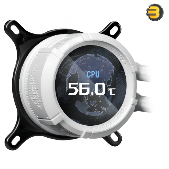 ASUS ROG STRIX LC III 360 ARGB LCD White Edition All-in-One Liquid CPU Cooler — 360mm Aluminum Radiator, 3x 120mm ROG STRIX AF-12S ARGB Fans, 2.1 Inch Full-Color IPS LCD Pump Display (360° Rotatable), 7th Gen V2 Asetek Pump, Copper CPU Plate, PWM Control,