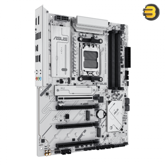 ASUS B850 MAX GAMING WIFI W — ATX AM5 motherboard, AMD B850 chipset, Ryzen 9000/8000/7000 support, DDR5 up to 8000+ MT/s (OC) via EXPO/AEMP, PCIe 5.0 x16, 3x M.2 (one PCIe 5.0), 4x SATA, Wi‑Fi 6E + BT 5.3, 2.5Gb LAN, USB 10Gbps Type‑C/Type‑A, HDMI, DP, BI