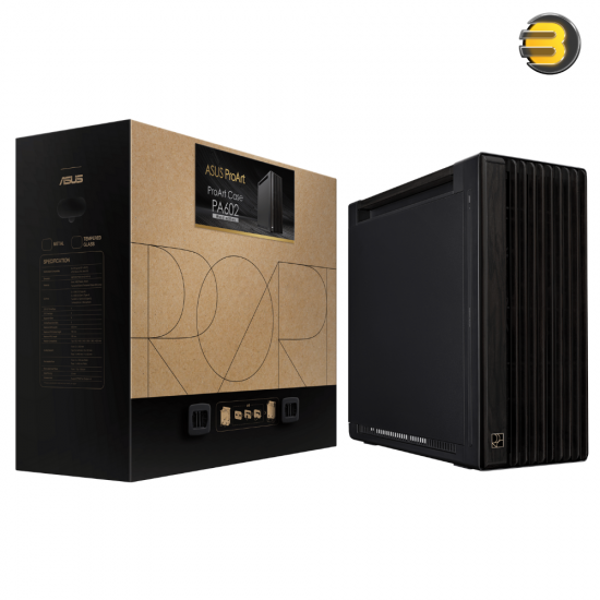 ASUS ProArt PA602 Wood Edition - Metal Panel Mid Tower Case for EATX/ATX/Micro-ATX/Mini-ITX/DTX/Mini-DTX, Tempered Glass, Advanced Cooling & Cable Management