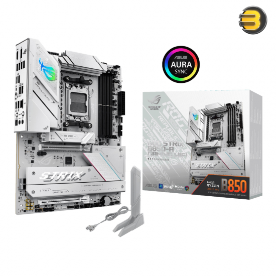 ASUS ROG STRIX B850-A GAMING WIFI – AMD B850 ATX Motherboard, 14+2+2 Power, DDR5 (AEMP), WiFi 7, 4x M.2, PCIe 5.0 x16 SafeSlots, Dual USB Type-C (20Gbps & 10Gbps), AI Advisor, AI Networking II, Aura Sync RGB