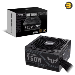 ASUS TUF Gaming 750W 80 PLUS Bronze ATX Power Supply — Military-Grade Components, Dual Ball Bearing 135mm Axial-Tech Fan, 4x PCIe 6+2-pin Connectors, Comprehensive Protection (OPP/OVP/UVP/SCP/OCP/OTP), Non-Modular, Black