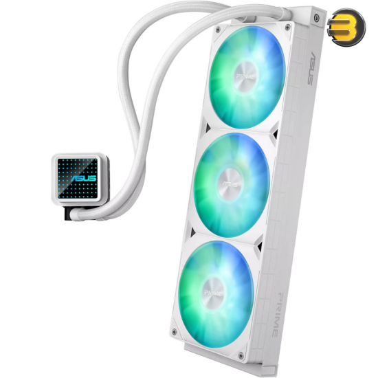 ASUS Prime LC 360 aRGB Liquid CPU Cooler — 360mm Radiator, PRIME LC 36025 Integrated Fan, 2200 RPM Fan Speed, 75.7 CFM Airflow, 400mm Sleeved Rubber Tube, White | 90RC0102-B0EAY0 ASUS Prime LC 360 aRGB Liquid CPU Cooler — 360mm Radiator, PRIME LC 36025 Integrated Fan, 2200 RPM Fan Speed, 75.7 CFM Airflow, 400mm Sleeved Rubber Tube, White | 90RC0102-B0EAY0