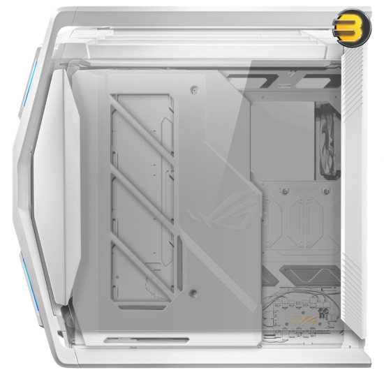 ASUS ROG Hyperion GR701 EATX White Full-Tower Case — semi-open structure, tool-free side panels, supports up to 2 x 420mm radiators, built-in graphics card holder,2x front panel Type-C