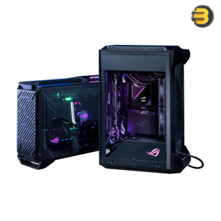 ASUS ROG Z11 Mini-ITX/DTX Mid-Tower PC Gaming Case with Patented 11° Tilt Design, Compatible with ATX Power Supply or a 3-Slot Graphics, Tempered-glass Panels, Front I/O USB 3.2 Gen 2 Type-C, Two USB 3.2 Gen 1 Type-A and ARGB Control Button
