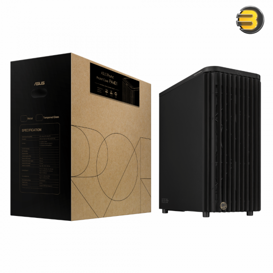 ASUS ProArt PA401 Wood Edition Metal Panel ATX Mid-Tower Case — FSC-Certified Ash Wood Front, Dual 160mm Front Fans, 120mm Rear Fan, Integrated PWM Fan Hub, USB 3.2 Gen 2x2 Type-C, Supports Up to 315mm GPU, 240mm Top Radiator, Dust Filters