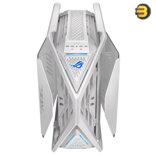 ASUS ROG Hyperion GR701 EATX White Full-Tower Case — semi-open structure, tool-free side panels, supports up to 2 x 420mm radiators, built-in graphics card holder,2x front panel Type-C