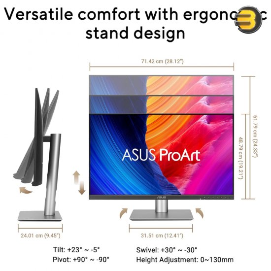 ASUS ProArt Display 6K PA32QCV 31.5" 6K IPS Professional Monitor ASUS ProArt Display 6K PA32QCV 31.5 inch professional monitor with 6K resolution, IPS LuxPixel technology, Thunderbolt 4 and factory calibration