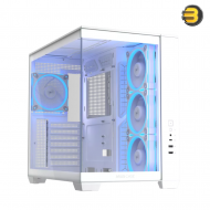 ASUS A32 PLUS ATX Mid-Tower Case (White) – Dual-Chamber Design, Panoramic Tempered Glass Panels, Supports 360 mm Radiators & 420 mm GPUs