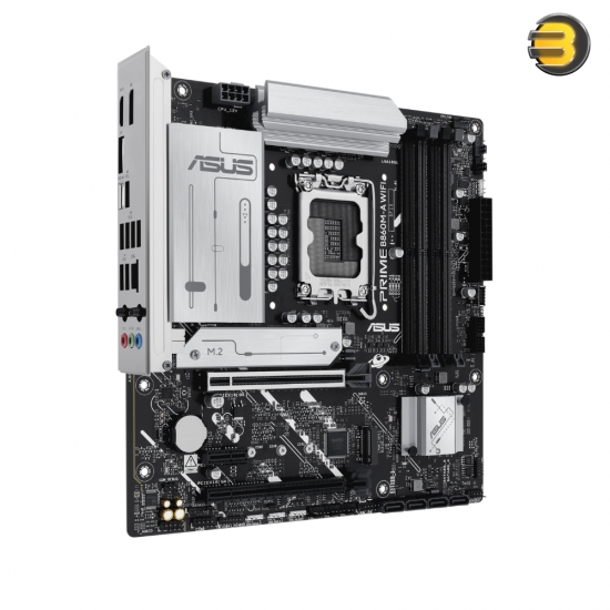 ASUS PRIME B860M-A WIFI – Intel LGA1851 DDR5 Micro-ATX Motherboard, 4 DIMMs up to 8666+ MT/s, PCIe 5.0 x16, 2 M.2, Wi‑Fi 6E, 2.5GbE LAN, Aura Sync