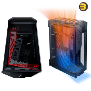 ASUS ROG Z11 Mini-ITX/DTX Mid-Tower PC Gaming Case with Patented 11° Tilt Design, Compatible with ATX Power Supply or a 3-Slot Graphics, Tempered-glass Panels, Front I/O USB 3.2 Gen 2 Type-C, Two USB 3.2 Gen 1 Type-A and ARGB Control Button