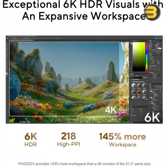 ASUS ProArt Display 6K PA32QCV 31.5" 6K IPS Professional Monitor ASUS ProArt Display 6K PA32QCV 31.5 inch professional monitor with 6K resolution, IPS LuxPixel technology, Thunderbolt 4 and factory calibration