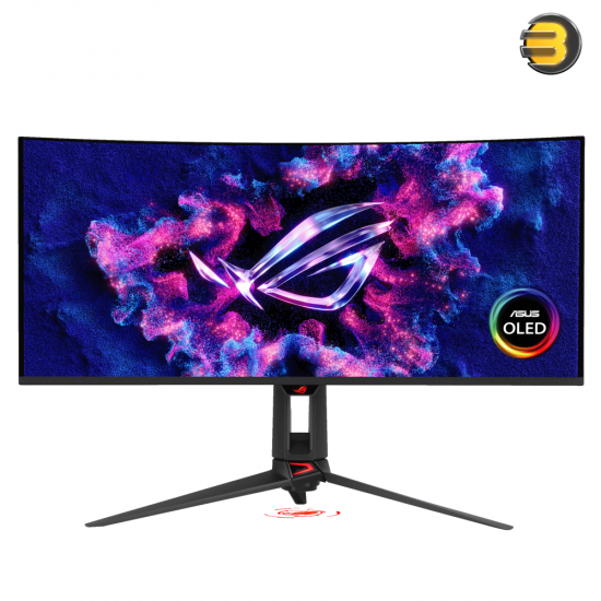 ASUS ROG Swift OLED PG34WCDN 34 inch UWQHD tandem RGB QD-OLED gaming monitor with 1800R curvature, 360Hz refresh, DisplayPort 2.1 UHBR 20 and 90W USB-C power delivery