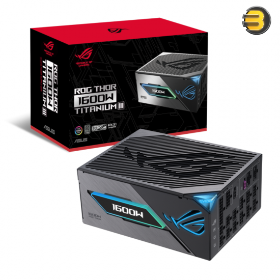 ASUS ROG THOR 1600W Titanium III Modular Power Supply – 80 PLUS Titanium, ATX 3.1 / PCIe 5.1 Ready, GaN MOSFET, Magnetic OLED Power Display, Fully-Modular Cables ASUS ROG THOR 1600W Titanium III Modular Power Supply – 80 PLUS Titanium, ATX 3.1 / PCIe 5.1 Ready, GaN MOSFET, Magnetic OLED Power Display, Fully-Modular Cables