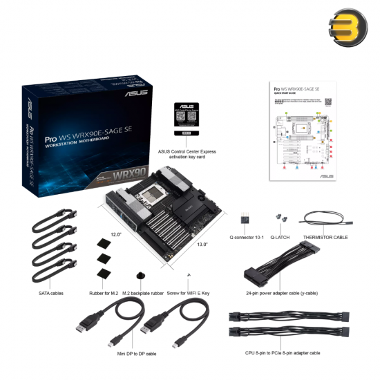 ASUS PRO WS WRX90E-SAGE SE EEB sTR5 Workstation Motherboard ASUS PRO WS WRX90E-SAGE SE EEB workstation motherboard with AMD sTR5 socket, DDR5 ECC RDIMM slots, PCIe 5.0 expansion and dual 10GbE LAN