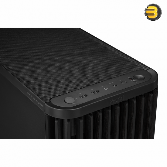 ASUS ProArt PA401 Wood Edition Metal Panel ATX Mid-Tower Case — FSC-Certified Ash Wood Front, Dual 160mm Front Fans, 120mm Rear Fan, Integrated PWM Fan Hub, USB 3.2 Gen 2x2 Type-C, Supports Up to 315mm GPU, 240mm Top Radiator, Dust Filters