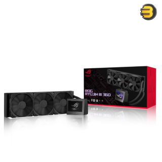 ASUS ROG Ryujin III 360 liquid CPU cooler — Asetek 8th gen pump, 3x magnetic 120mm ARGB fans (Daisy Chain design), 3.5” LCD display ASUS ROG Ryujin III 360 liquid CPU cooler — Asetek 8th gen pump, 3x magnetic 120mm ARGB fans (Daisy Chain design), 3.5” LCD display