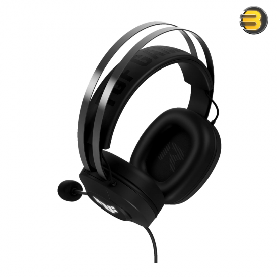 ASUS TUF Gaming H1 Gen II wired gaming headset with USB Type-A connection and TUF logo lighting
