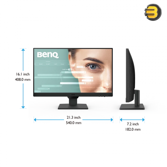 BenQ GW2490 23.8 Inch ClearVision 100Hz IPS Monitor - Full HD (1920x1080) LED Backlight - 250 nits, 99% sRGB, Anti-Glare, Flicker-Free & Low Blue Light Plus - Eye-CareU Suite - 2x HDMI (v1.4), 1x DisplayPort (v1.2)