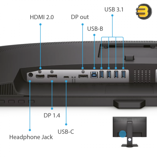 BenQ Designer Monitor PD2705Q 27 IPS LED Panel 60Hz QHD 2K 100% sRGB, HDR10, KVM, USB C Charger, 1 HDMI, 2 DP, 4 USB 3.1