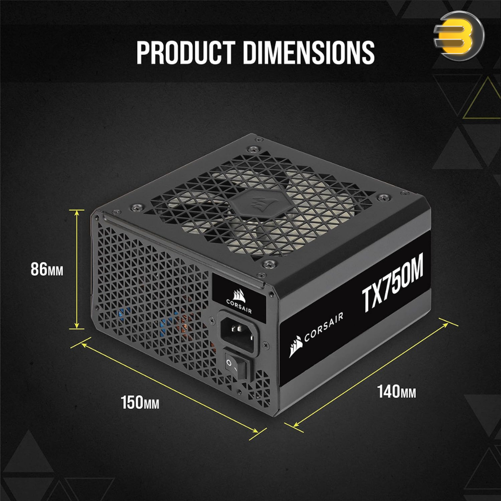 Corsair TX750M — 750 Watt 80 PLUS Gold Semi Modular ATX PSU - CP ...