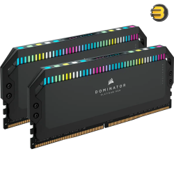 CORSAIR DOMINATOR PLATINUM RGB 32GB (2x16GB) DDR5 DRAM 5200MHz C40 Memory Kit — Black