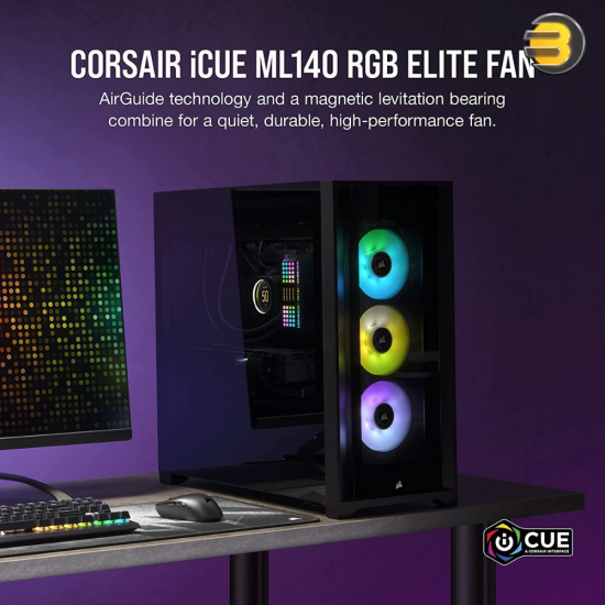 Corsair iCUE ML140 RGB ELITE Premium 140mm PWM Magnetic Levitation Fan — Single Pack