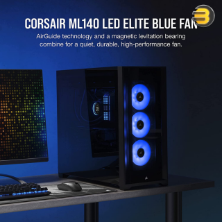 CORSAIR ML140 LED Elite 140mm Magnetic Levitation Blue LED Fan with AirGuide Single Pack Black CORSAIR ML140 LED Elite 140mm Magnetic Levitation Blue LED Fan with AirGuide Single Pack Black