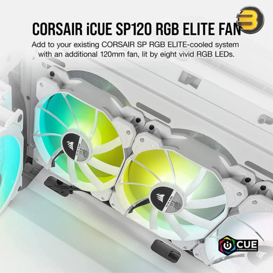 CORSAIR iCUE SP120 RGB Elite Performance 120mm White PWM Single Fan