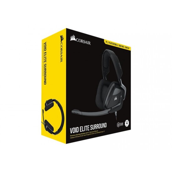 Corsair VOID Elite Surround Premium Gaming Headset with 7.1 Surround Sound - Discord Certified - Works with PC, Xbox Series X, Xbox Series S, PS5, PS4, Nintendo Switch - Carbon