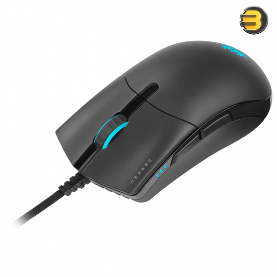 Corsair Sabre RGB PRO Champion Series Gaming Mouse (Ergonomic Shape for Esports and Competitive Play, Ultra-Lightweight 74g, Flexible Paracord Cable, QUICKSTRIKE Buttons with Zero Gap) Black