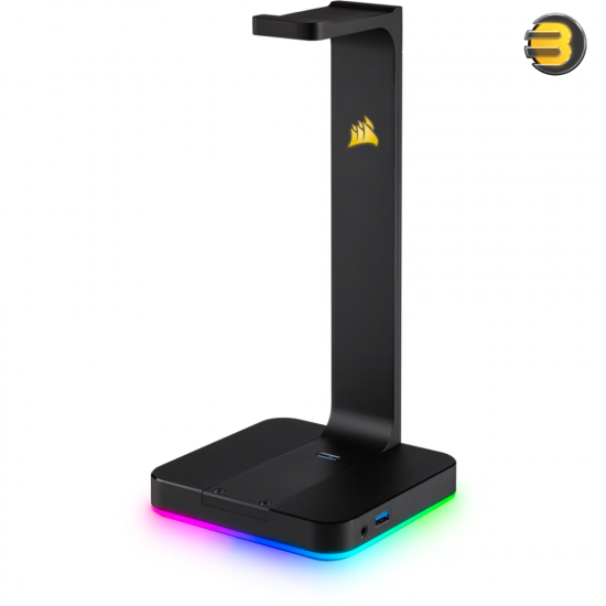 Corsair ST100 RGB Premium Headset Stand — 7.1 Surround Sound - 3.5mm and 2xUSB 3.1 - Aluminum