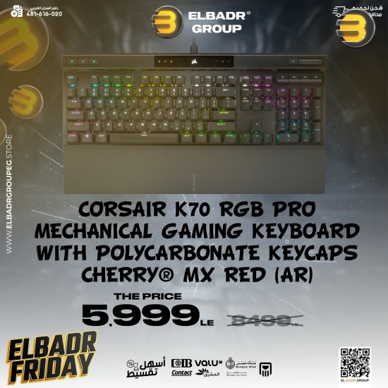 Corsair K70 RGB PRO Mechanical Gaming Keyboard with Polycarbonate Keycaps — CHERRY® MX Red (AR)