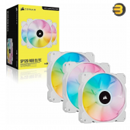 CORSAIR iCUE SP120 RGB ELITE Performance 120mm PWM Triple Fan Kit with iCUE Lighting Node CORE - White