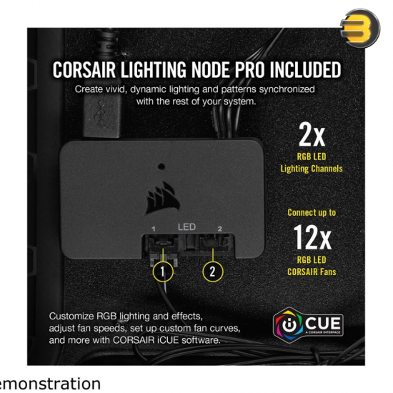 Corsair LL120 RGB 120mm Dual Light Loop White RGB LED PWM Fan — Triple Pack with Lighting Node PRO