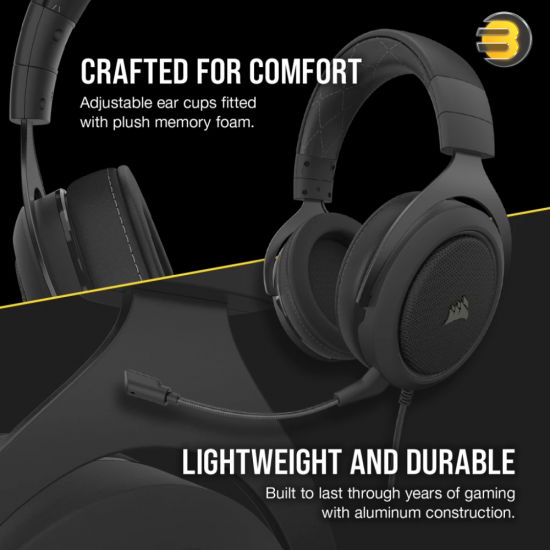 Corsair HS60 PRO — 7.1 Virtual Surround Sound Gaming Headset with USB DAC - Works with PC, Xbox Series X, Xbox Series S, Xbox One, PS5, PS4, and Nintendo Switch - Carbon