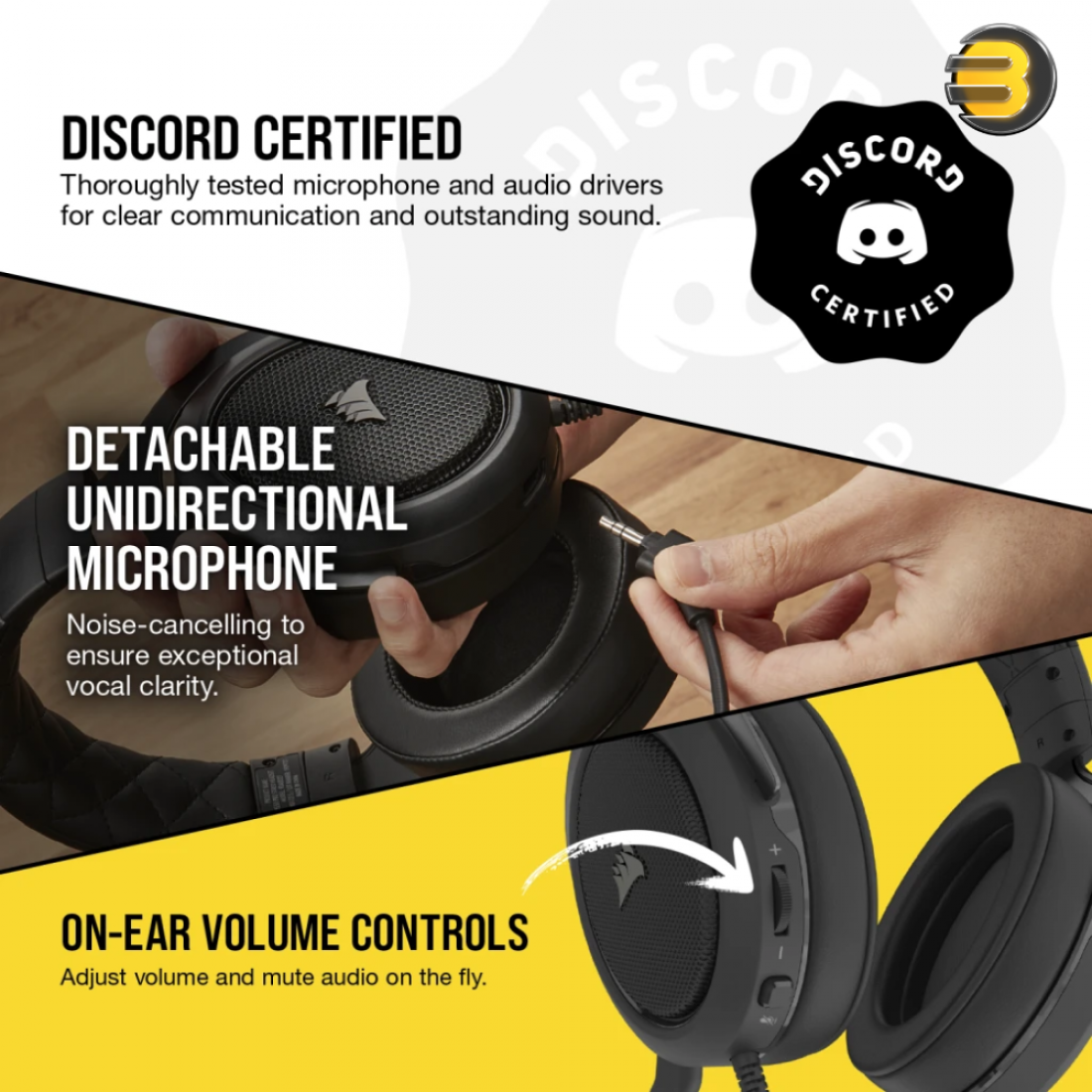 Corsair HS50 Pro — Stereo Gaming Headset - Discord Certified Headphones ...