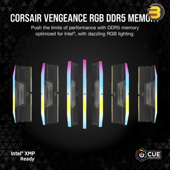 Corsair Vengeance RGB DDR5-6000MHz 48GB (2x24GB) CL36-44-44-96 Dual-Channel Kit – PC5-48000, Intel XMP 3.0, Black RGB Desktop Memory Corsair Vengeance RGB DDR5-6000MHz 48GB (2x24GB) CL36-44-44-96 Dual-Channel Kit – PC5-48000, Intel XMP 3.0, Black RGB Desktop Memory